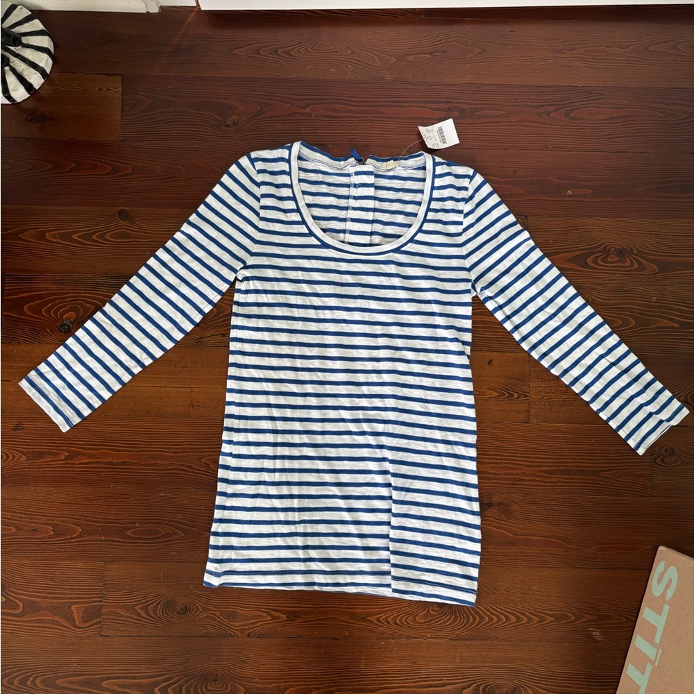J. Crew Blue and White Striped Top